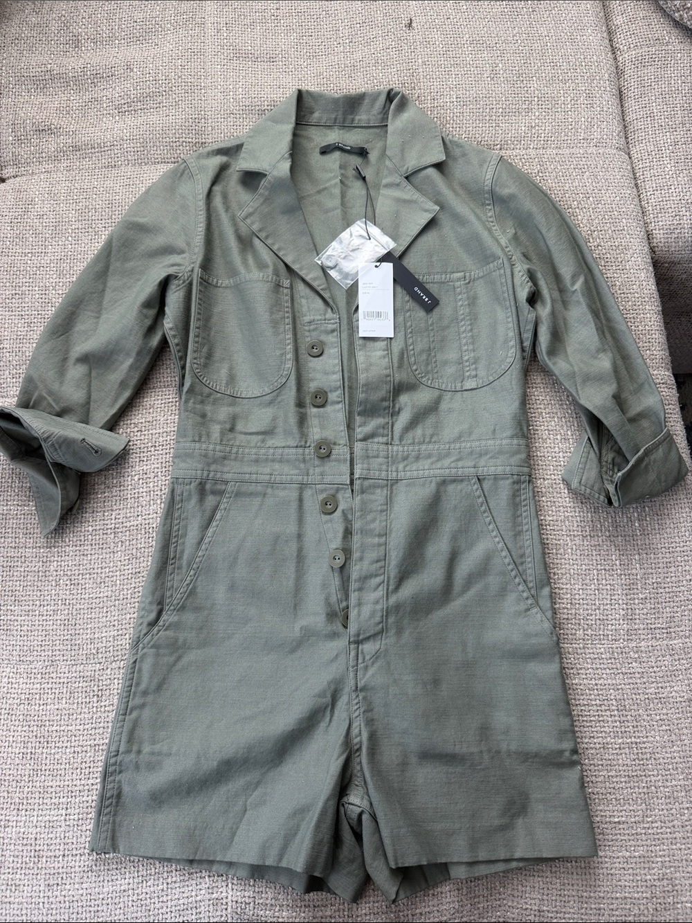 J Brand Utility 100% Cotton Romper Jacket - Olive